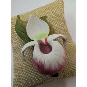 Handmade Leather Orchid Pin - Unique 3D Floral Brooch - Statement Piece